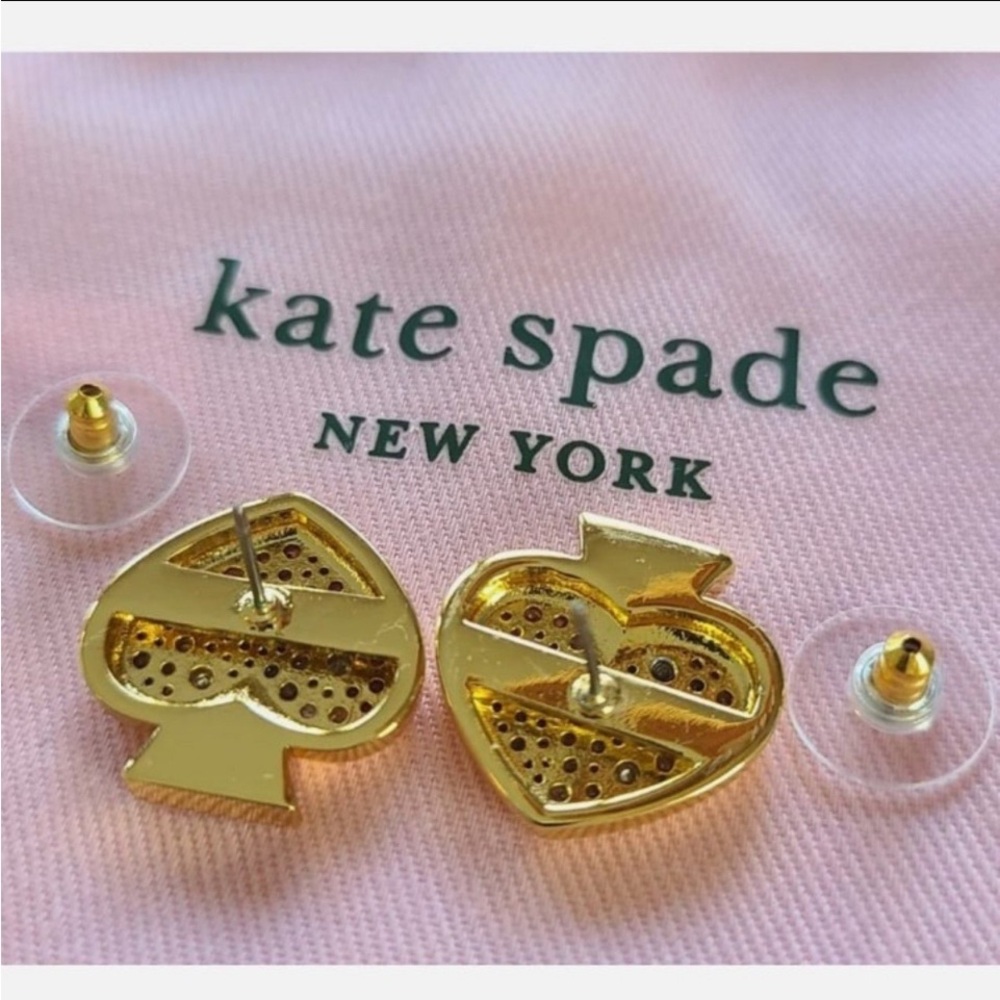 Kate Spade Earrings • Everyday Spade ♠️ • Chunk Paved Spade with Crystals - Picture 5 of 7
